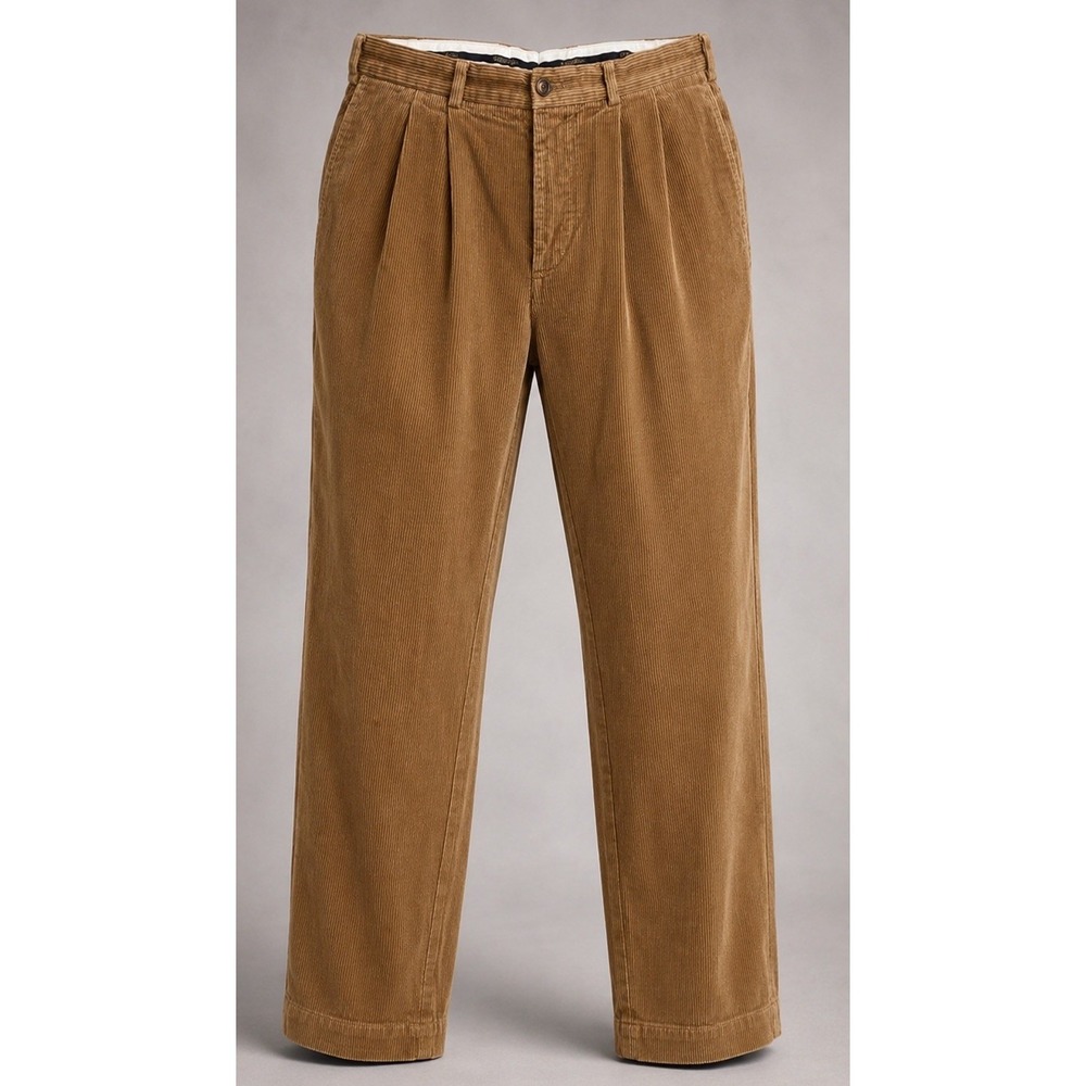 Brooks Brothers Corduroy Pants Mens 38x32 Elliot Pleated Brown Cotton Casual